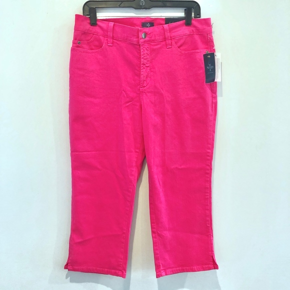 NWT NYDJ Sweet Pea Pink Denim Capris A015 - Picture 3 of 5